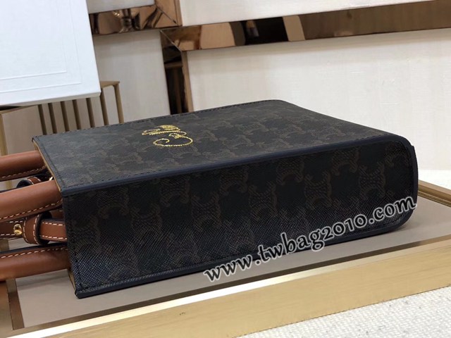 Celine專櫃2023春夏新色MiNi號豎款手袋 賽琳CABAS TRIOMPHE帆布迷你手提托特包 sldj2362